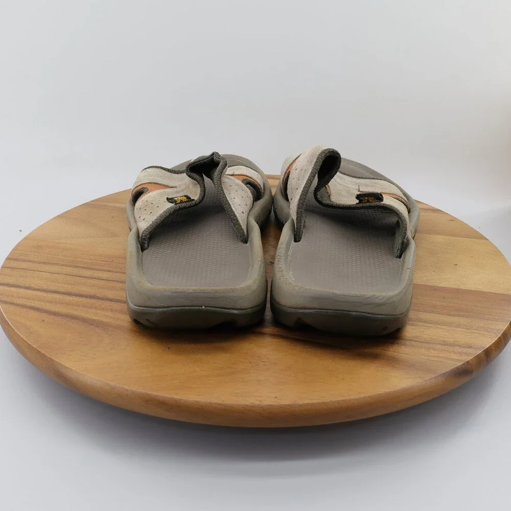 Teva Mens Size 11 Grey Tan Olive Slide Sandals Outdoor Sport Hiking